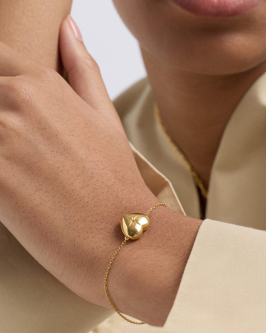 Gold Biography Heart Locket Bracelet