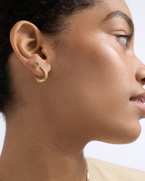 Gold Biography Heart Stud Earrings