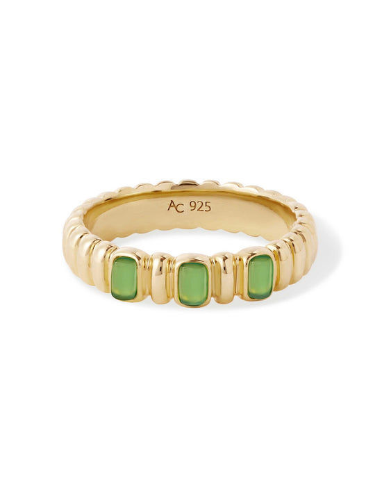 Gold Aurora Ridge Green Chalcedony Eternity Ring