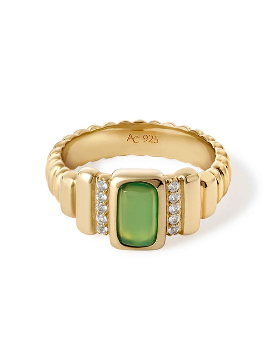 Gold Aurora Ridge Green Chalcedony Ring