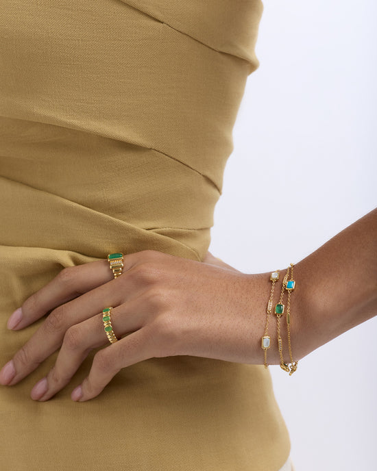 Gold Aurora Ridge Green Chalcedony Ring