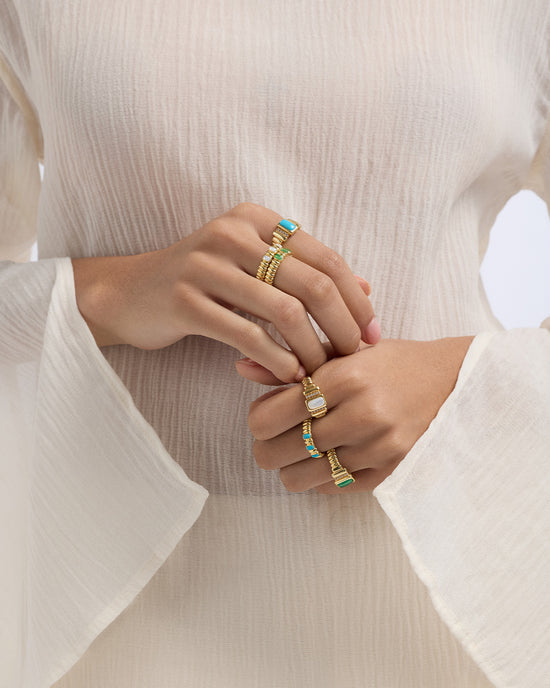 Gold Aurora Ridge Turquoise Ring