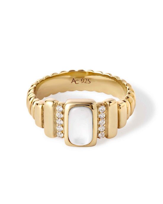 Gold Aurora Ridge Mother of Pearl Ring