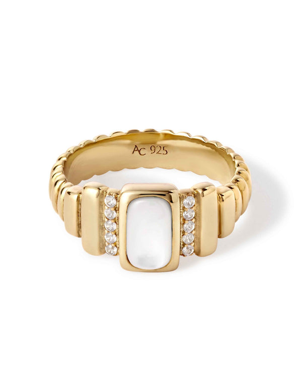 Gold Aurora Ridge Mother of Pearl Ring