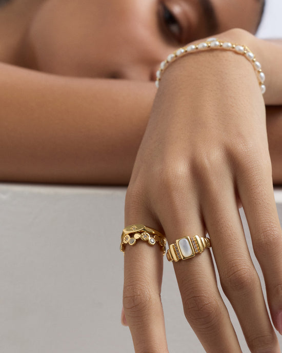 Gold Aurora Ridge Mother of Pearl Ring