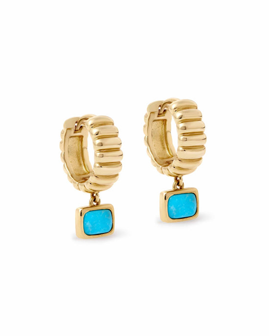 Gold Aurora Ridge Turquoise Drop Huggies