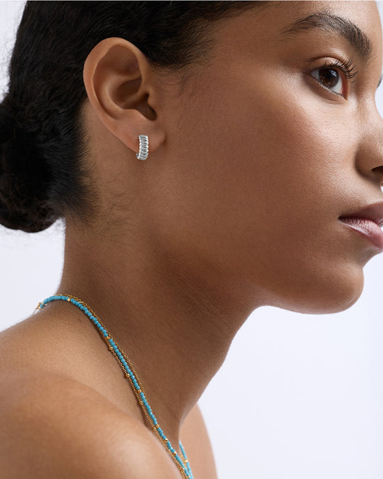 Silver Aurora Ridge Huggie Earrings