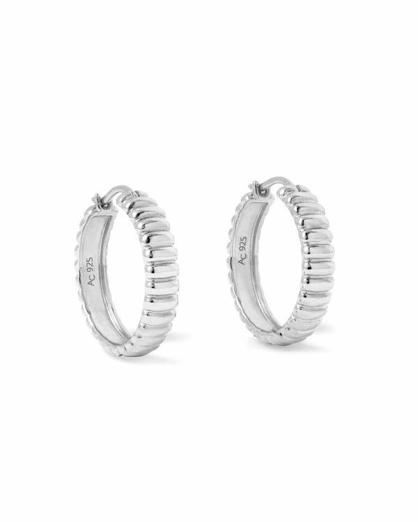 Silver Aurora Ridge Hoop Earrings