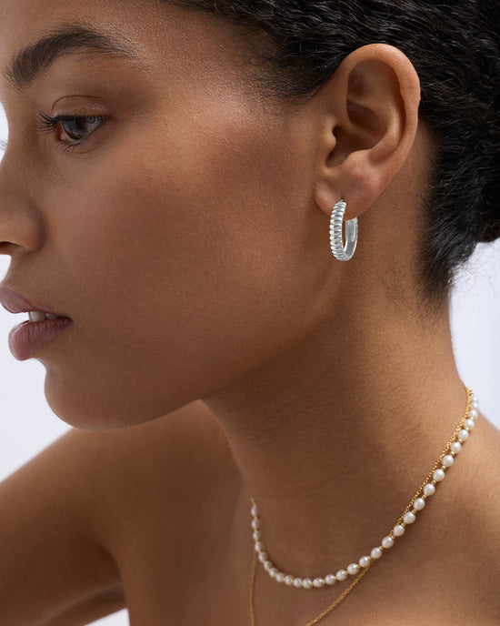 Silver Aurora Ridge Hoop Earrings