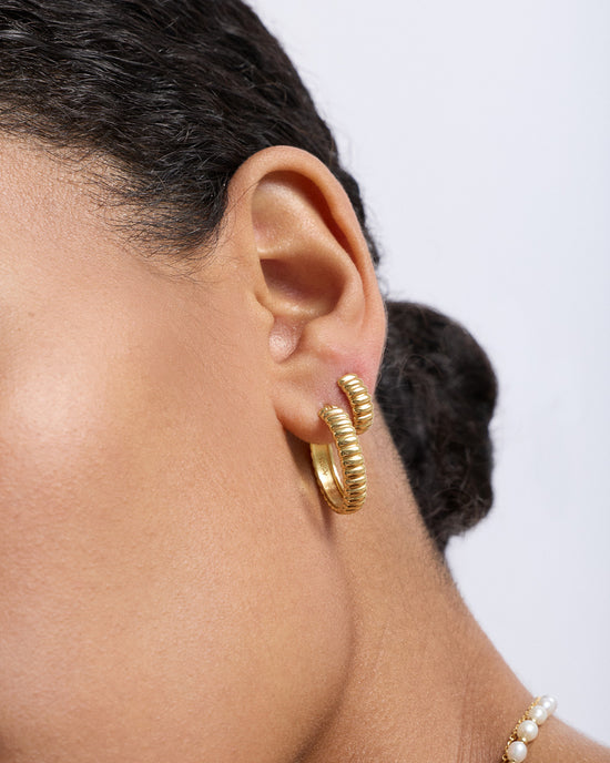 Gold Aurora Ridge Hoop Earrings