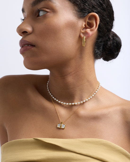 Gold Aurora Ridge Hoop Earrings