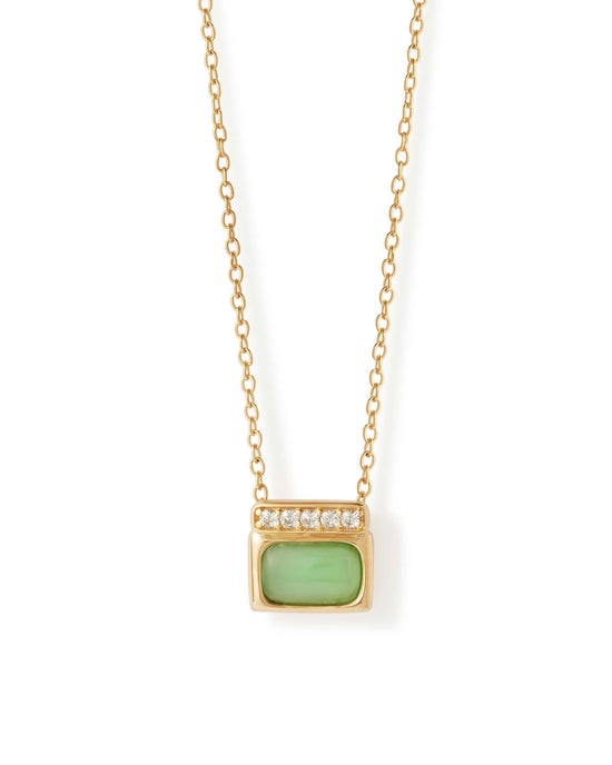 Gold Aurora Ridge Green Chalcedony Necklace