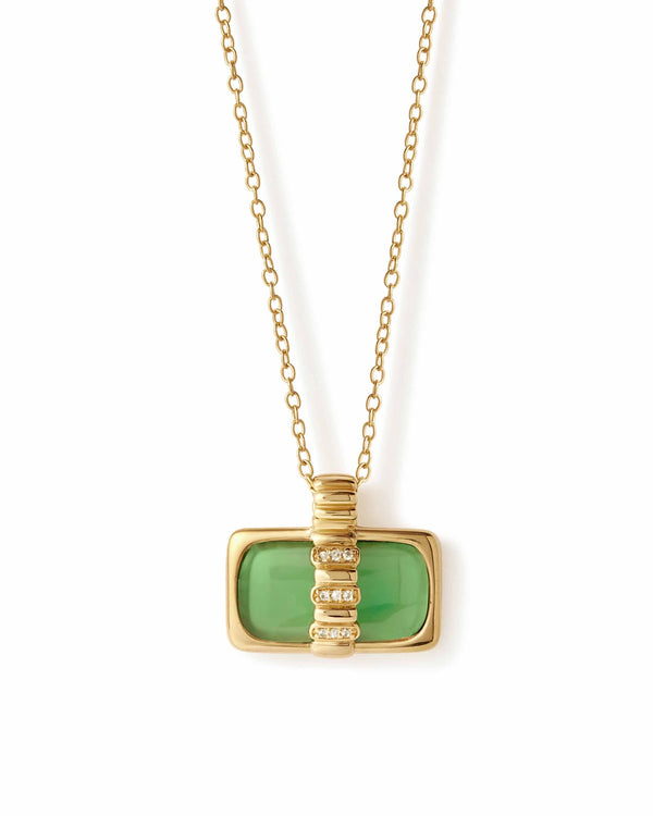 Gold Aurora Ridge Green Chalcedony Landscape Necklace