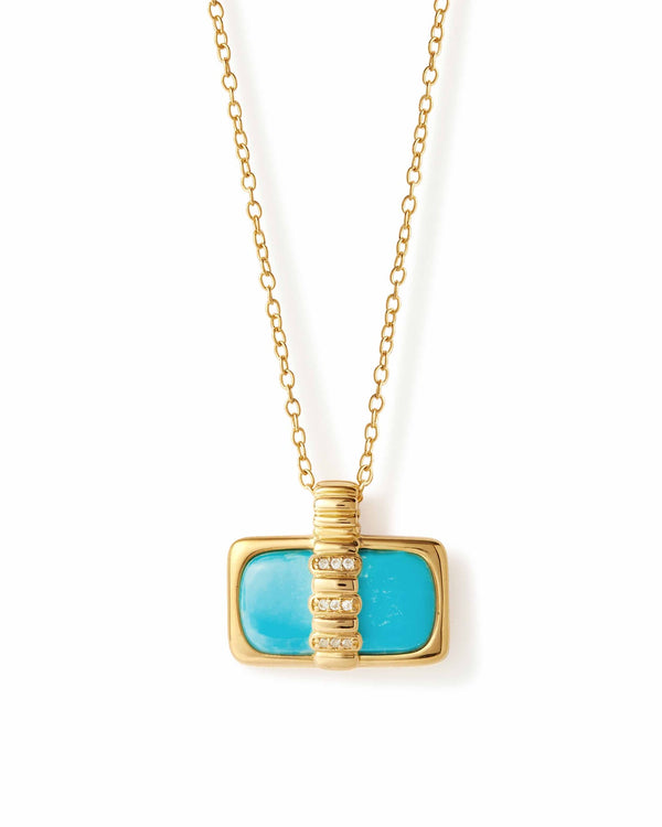 Gold Aurora Ridge Turquoise Landscape Necklace