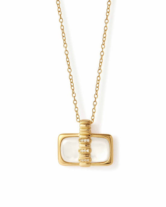 Gold Aurora Ridge Mother of Pearl Landscape Necklace