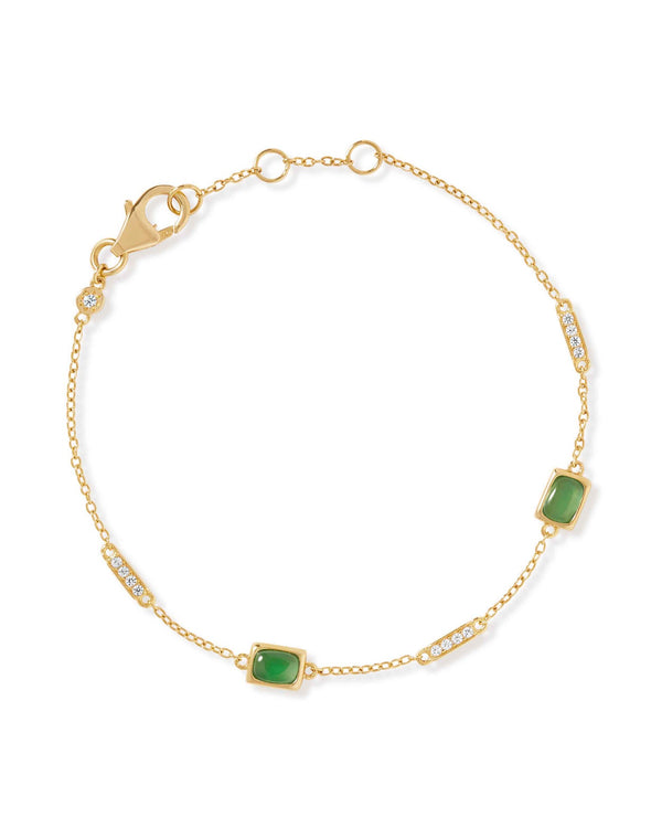 Gold Aurora Ridge Green Chalcedony Station Bracelet