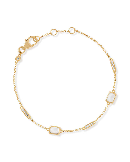 Gold Aurora Ridge Mother of Pearl Station Bracelet