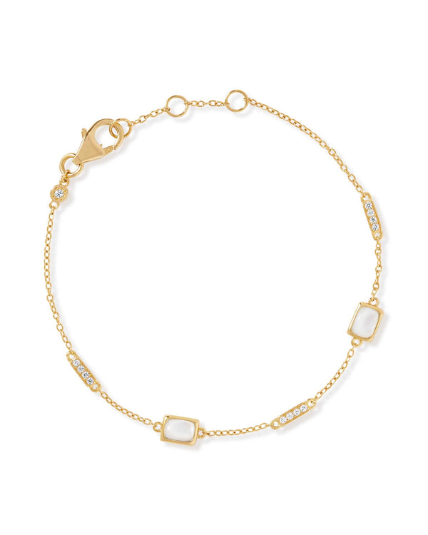Gold Aurora Ridge Mother of Pearl Station Bracelet