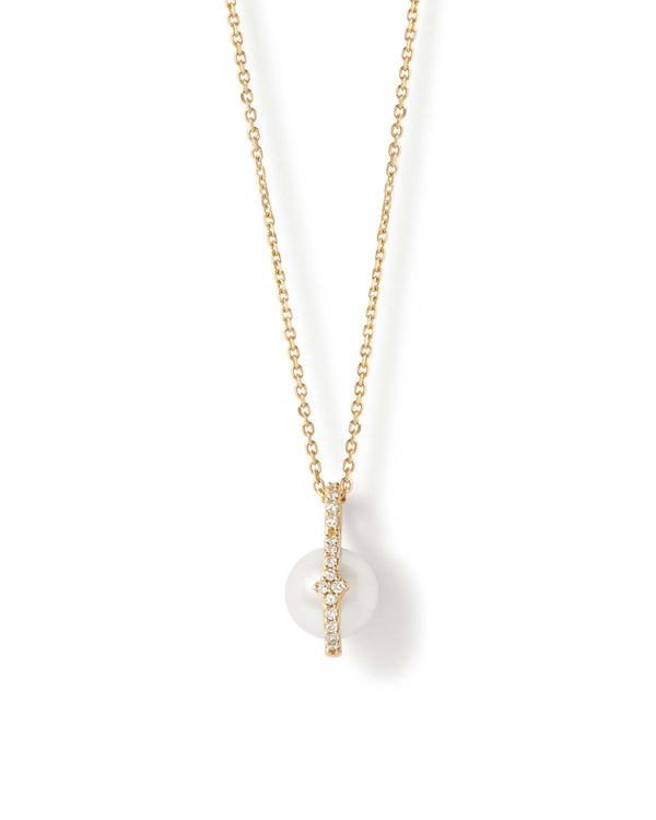 Solid Gold Luna Pearl and Diamond Necklace