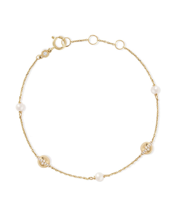 Solid Gold Luna Pearl and Diamond Bracelet