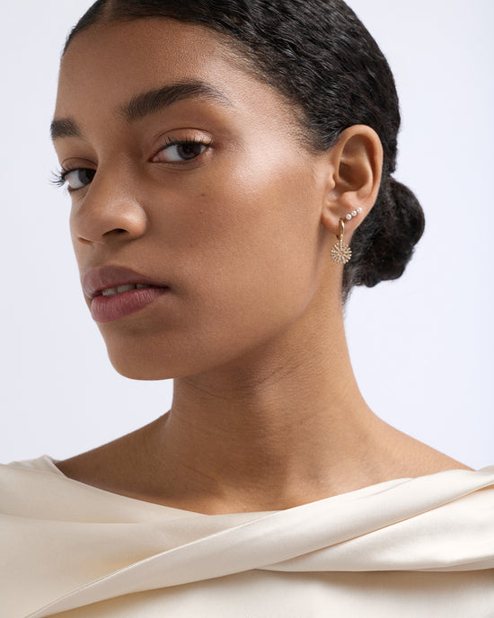 Solid Gold Luna Pearl Bar Stud Earrings
