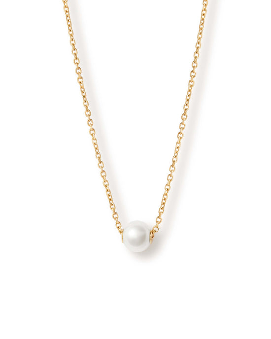 Solid Gold Luna Mini Pearl Necklace