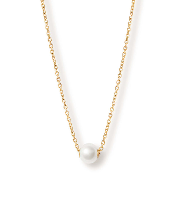 Solid Gold Luna Mini Pearl Necklace