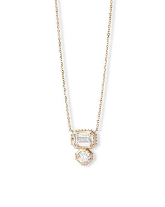 Solid Gold Toi et Moi Diamond Necklace