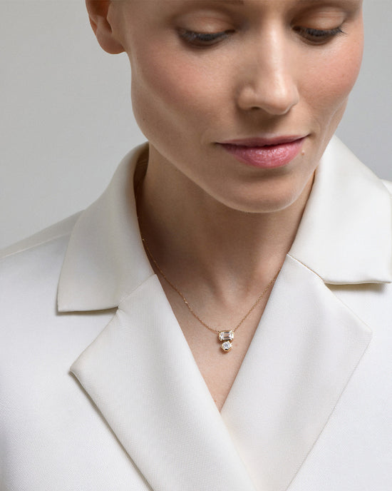 Solid Gold Toi et Moi Diamond Necklace