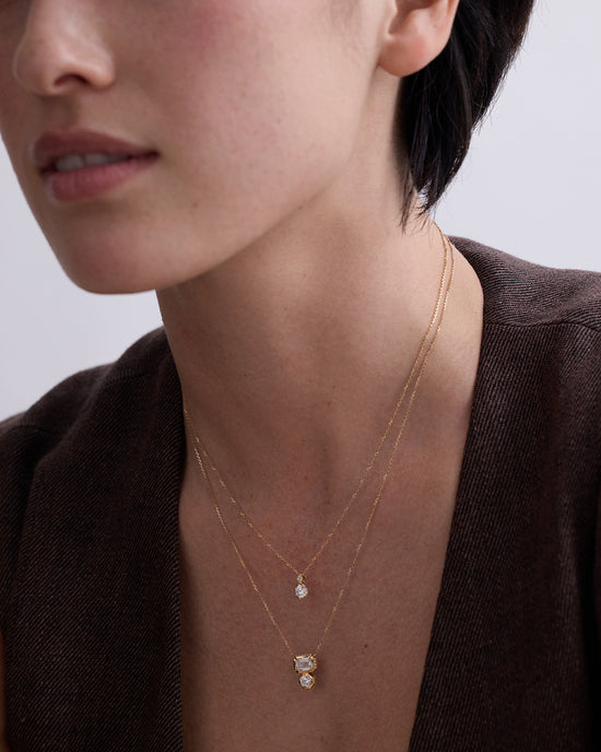 Solid Gold Toi et Moi Diamond Necklace