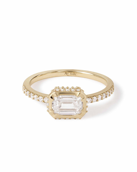 Solid Gold Deco Emerald Cut Diamond Ring