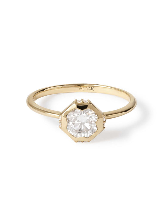 Solid Gold Large Solitaire Diamond Ring