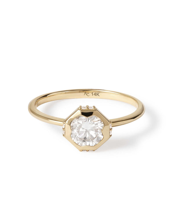 Solid Gold Large Solitaire Diamond Ring