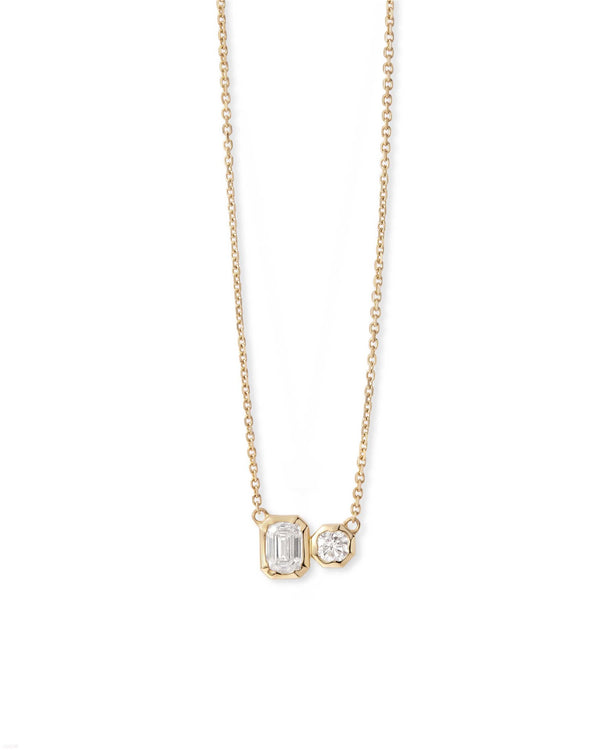 Solid Gold Mini Toi et Moi Diamond Necklace