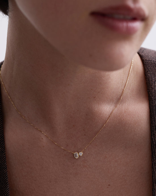 Solid Gold Mini Toi et Moi Diamond Necklace