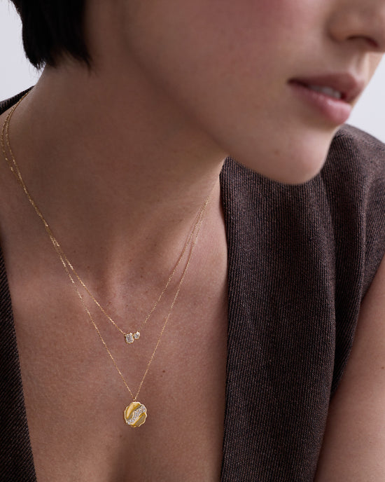 Solid Gold Mini Toi et Moi Diamond Necklace