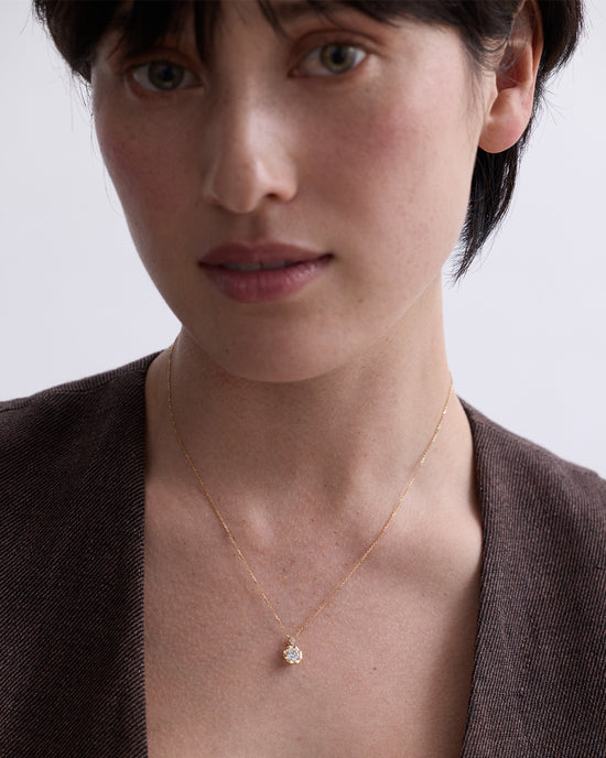 Solid Gold Large Solitaire Diamond Pendant Necklace