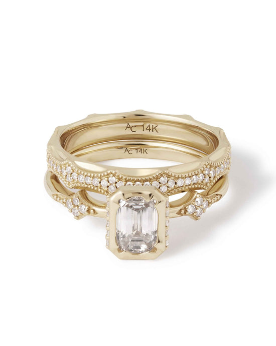 Solid Gold Emerald Cut Diamond Ring