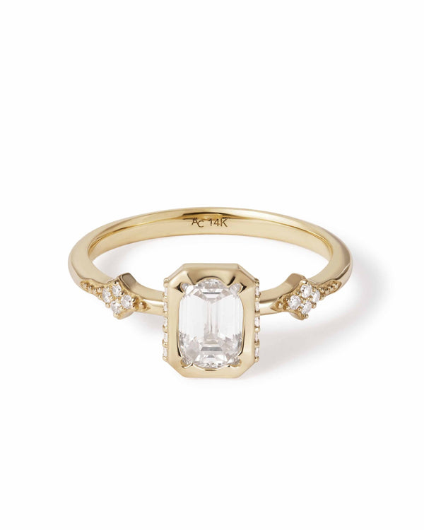 Solid Gold Emerald Cut Diamond Ring