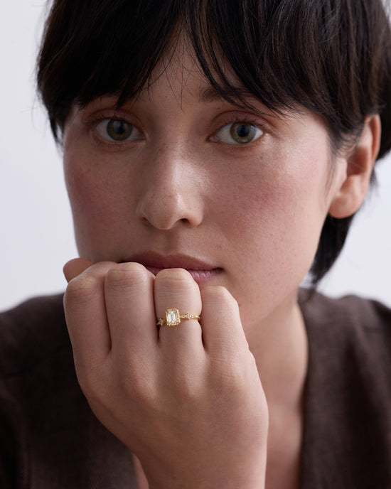 Solid Gold Emerald Cut Diamond Ring
