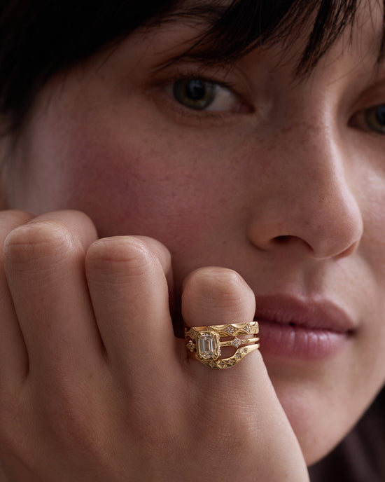 Solid Gold Emerald Cut Diamond Ring