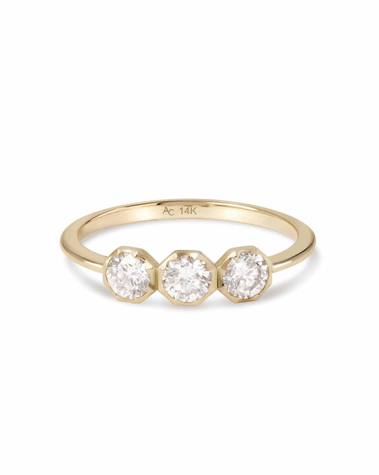 Solid Gold Trio Diamond Ring
