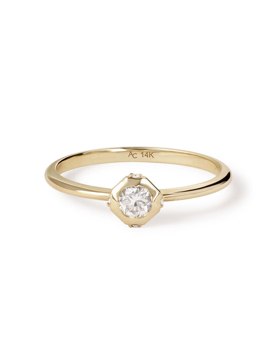 Solid Gold Solitaire Diamond Ring