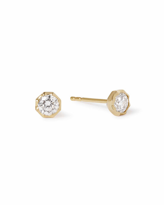 Solid Gold Large Solitaire Diamond Stud Earrings
