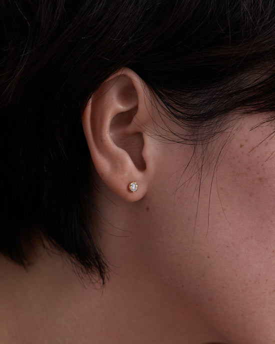 Solid Gold Large Solitaire Diamond Stud Earrings
