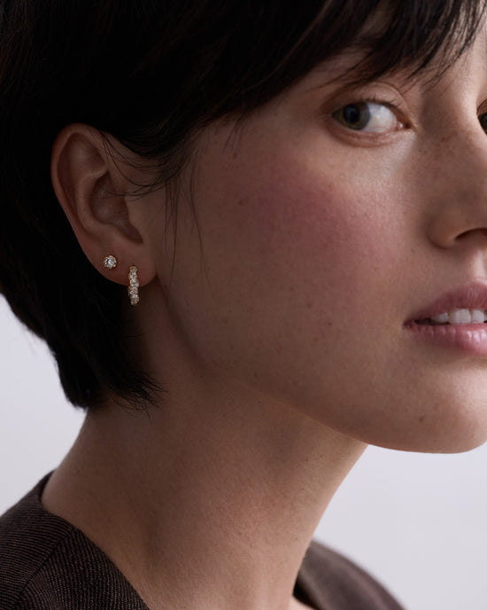 Solid Gold Large Solitaire Diamond Stud Earrings
