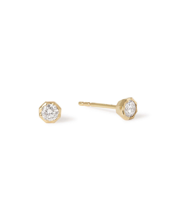 Solid Gold Solitaire Diamond Stud Earrings
