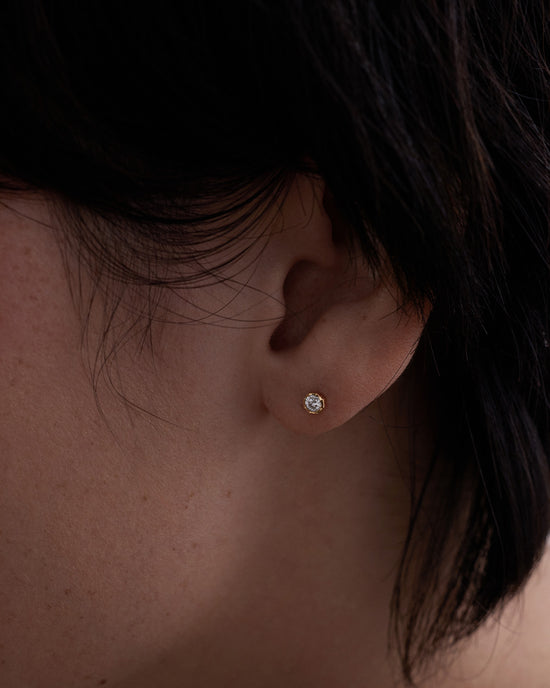 Solid Gold Solitaire Diamond Stud Earrings