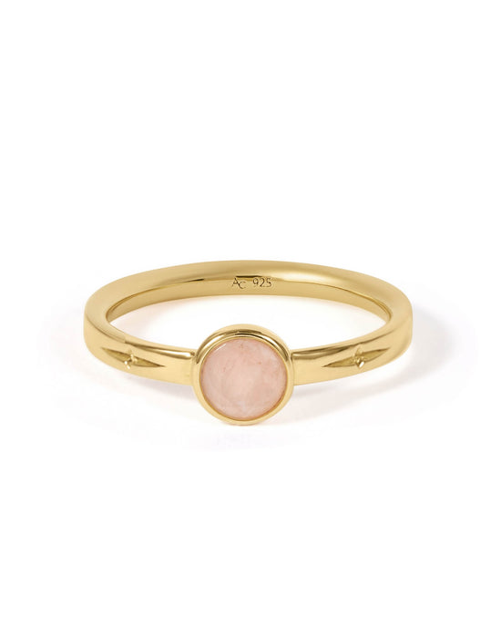 Gold Mini Luna Pink Quartzite Ring