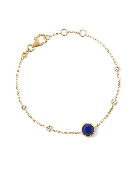 Gold Luna Lapis Station Bracelet